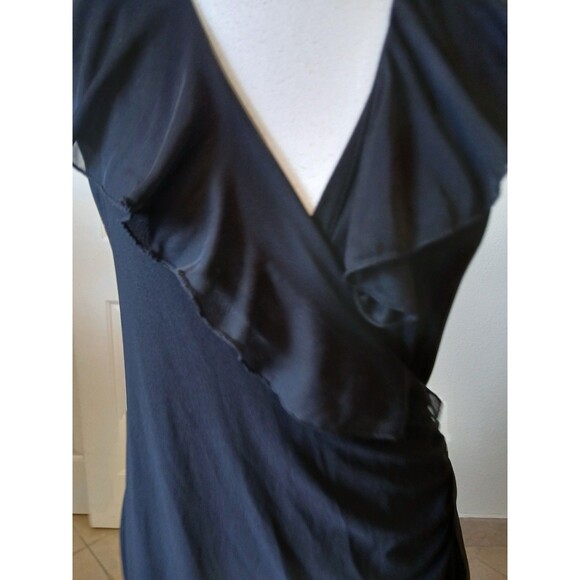 Co-Me Como Black Ruffle Midi Dress Halter Asymmetrical Y2K Style Women’s Large - Picture 4 of 16